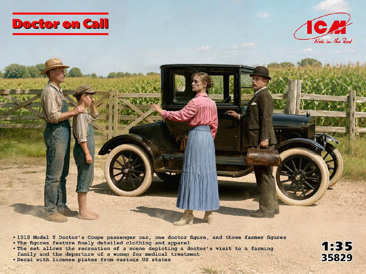 Icm �Doctor On Call’ 1918 Model T Car With 4 Figures