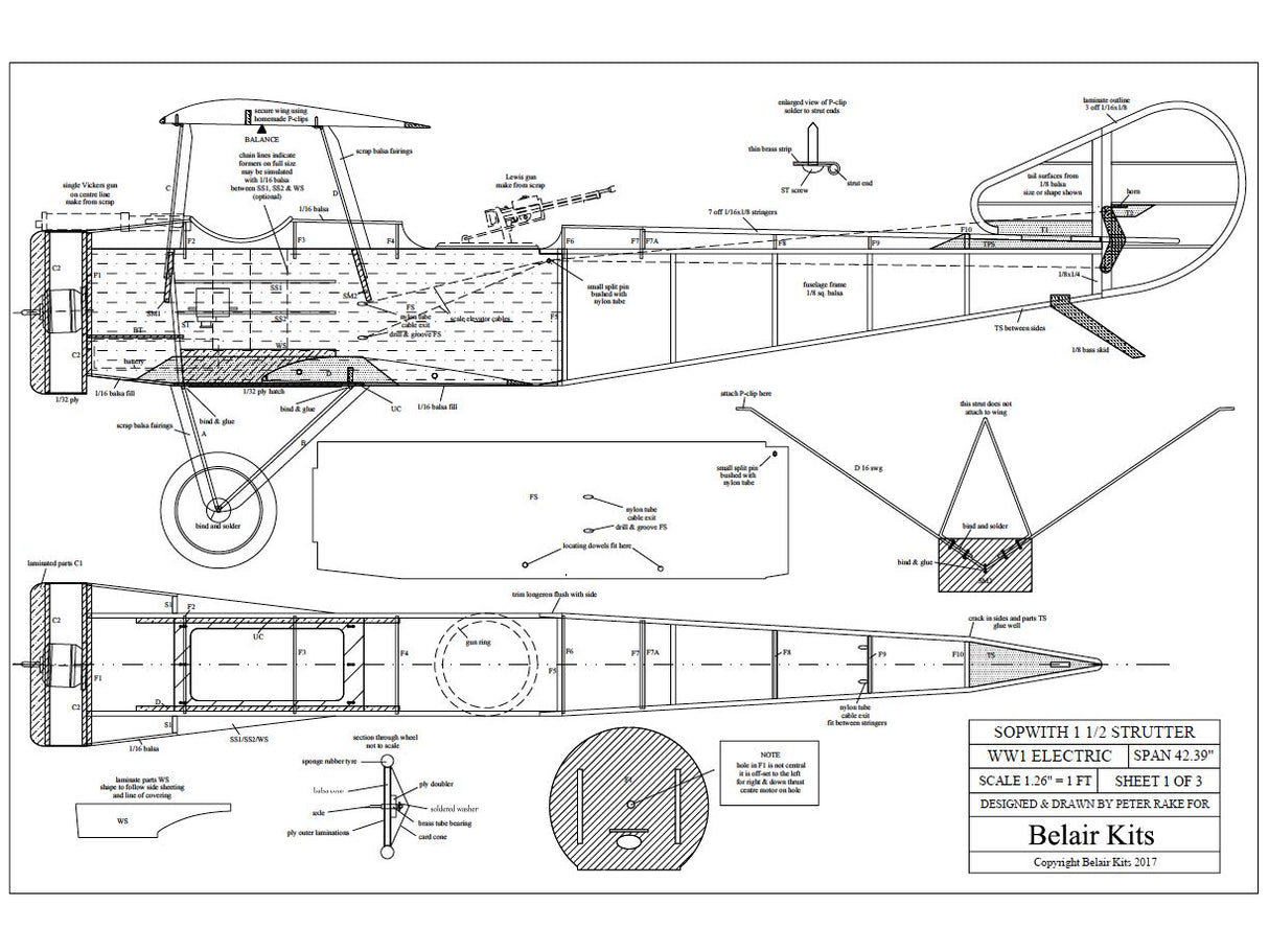 BAIR Sopwith 1/2 Strutter - 42in electric scale kit