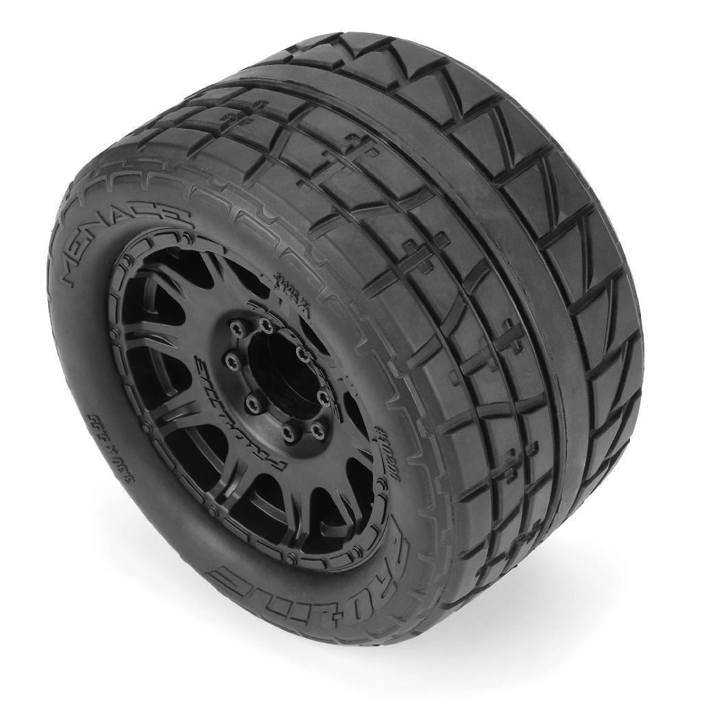 Proline 1/8 Menace Hp Belted Fr/Rr 3.8In Mt Tires Mounted 17mm Black