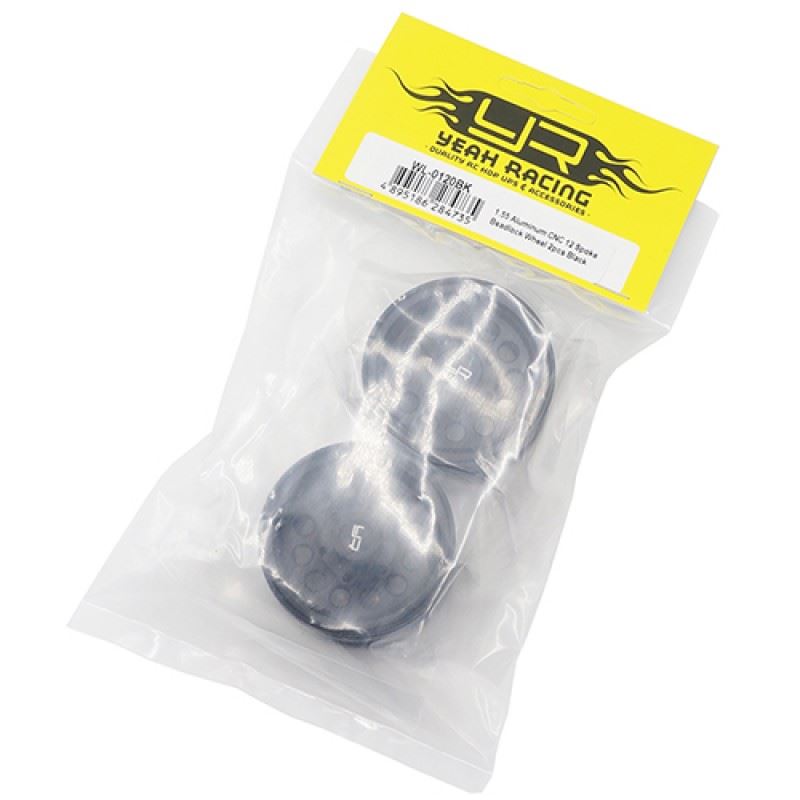 Yeah Racing 1.55 Aluminum CNC 12 Spoke Beadlock Wheel 2pcs Black Ver 2