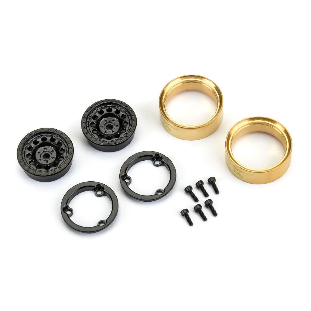 Proline 1/24 Rock Shooter Brass F/R 1.0In 7mm Crawler Wheels (2) Blac