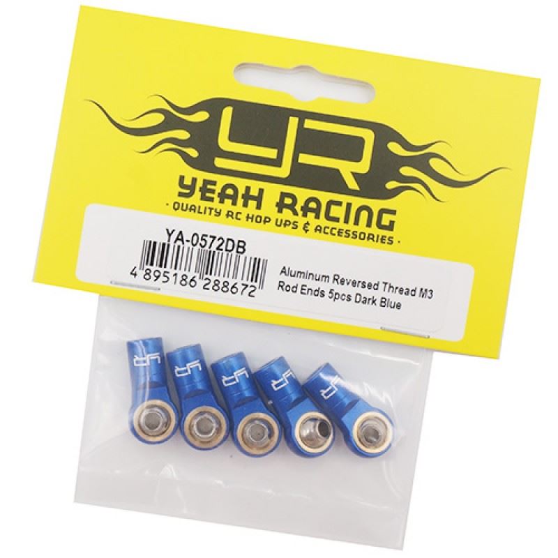 Yeah Racing Aluminum Reversed Thread M3 Rod Ends 5pcs Dark Blue