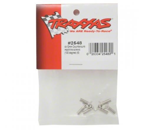 Traxxas Screws, 4X12mm Countersunk Machine (100-Degree) (6)