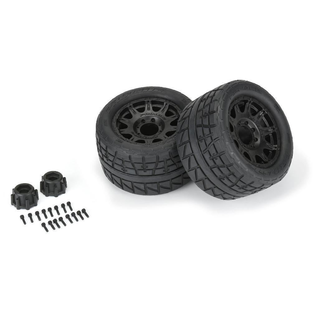 Proline 1/8 Menace Hp Belted Fr/Rr 3.8In Mt Tires Mounted 17mm Black