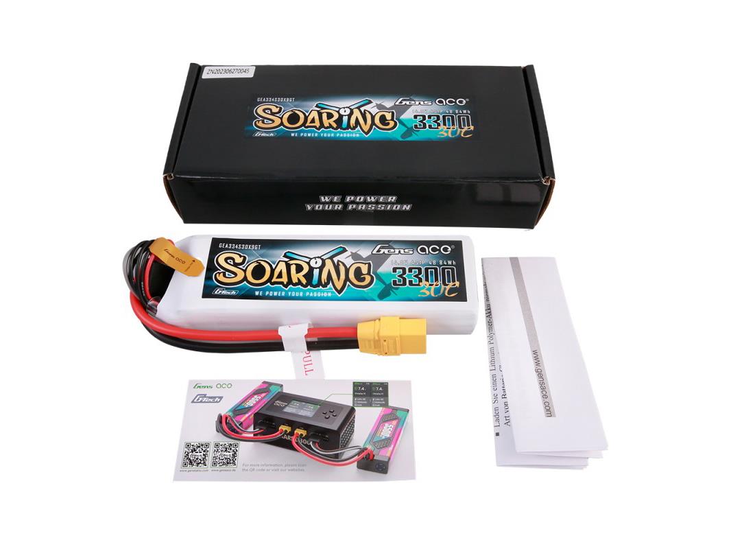 Gens Ace Li-Po G-Tech 4S 14.8V 3300mAh 30C Soaring with XT90