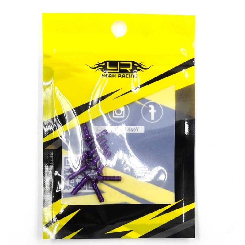 Yeah Racing Aluminum 7075 3X12Mm Hex Socket Flat Head Screws 10Pcs Purple
