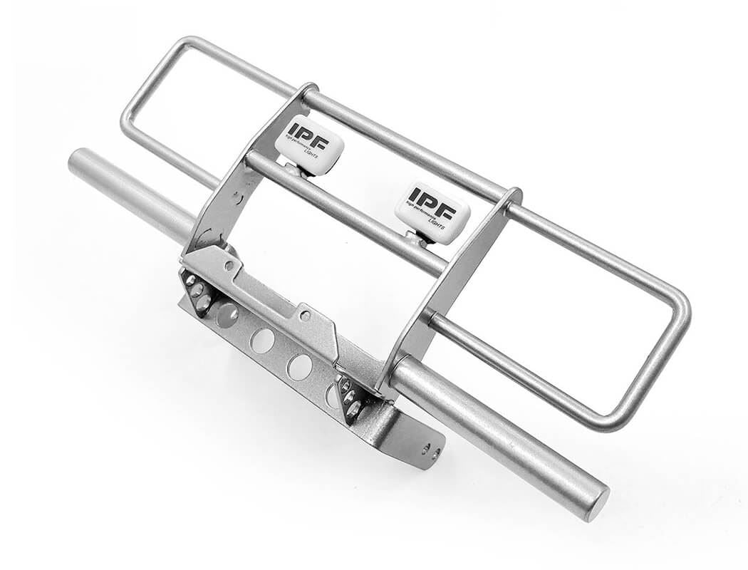 RC4WD OXER STEEL FRONT WINCH BUMPER W/ IPF LIGHTS FOR VANQUISH VS4-10 ORIGIN BODY (SILVER)