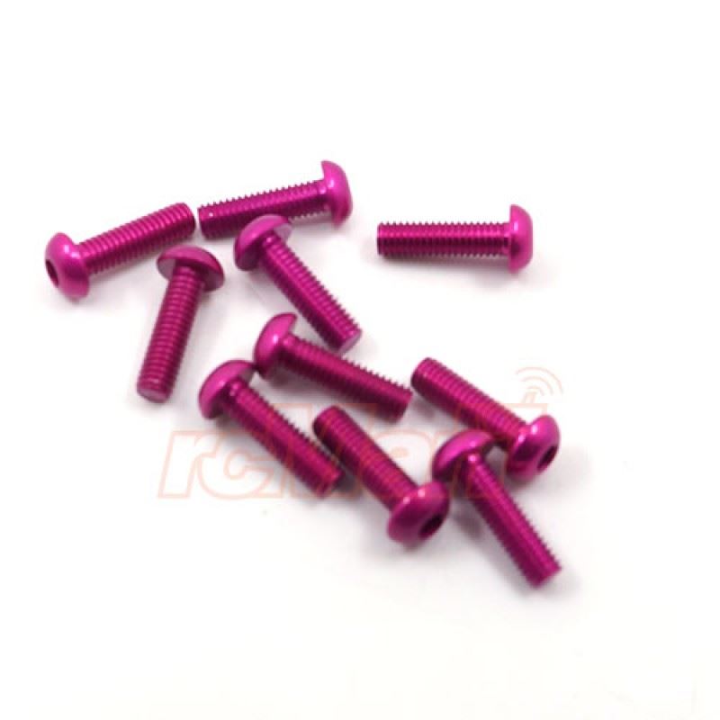 Yeah Racing Aluminum 7075 3x12mm Hex Socket Button Head Screws 10pcs Pink