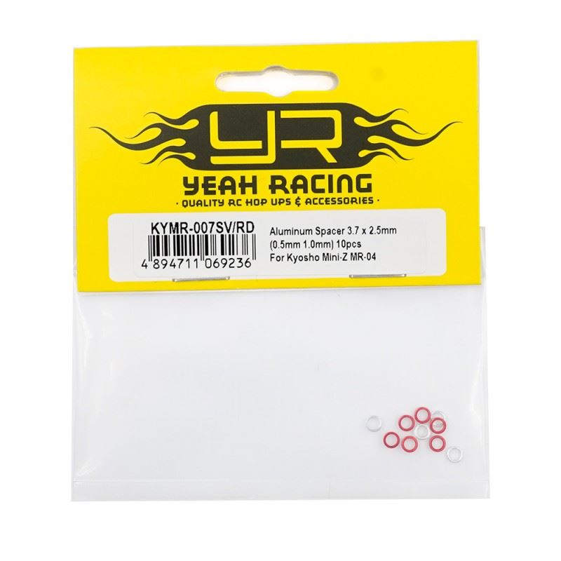 Yeah Racing Aluminum Spacer 3.7 X 2.5Mm (0.5Mm 1.0Mm) 10Pcs For Kyosho Mini-Z Mr-04