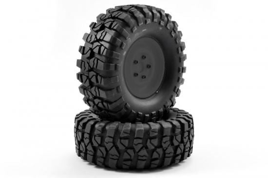 FTX OUTBACK PRE-MOUNTED STEEL LOOK LUG/TYRE (2) - BLACK