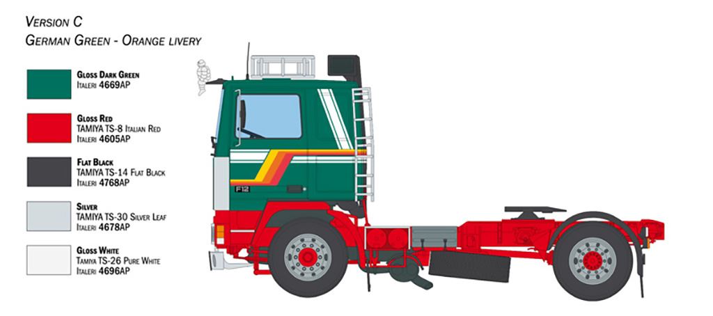 Italeri Volvo F-12 Intercooler (Low Roof) with accessories