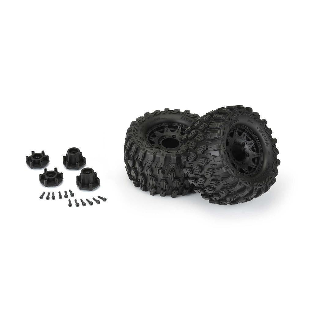 Proline 1/10 Hyrax Front/Rear 2.8In Mt Tires Mounted 12mm Blk Raid (2