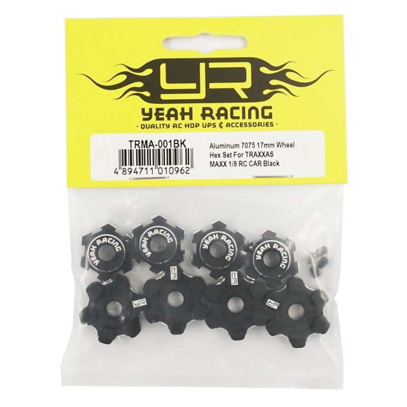 Yeah Racing Aluminum 7075 17mm Wheel Hex Set For TRAXXAS MAXX 1/8 RC CAR Black