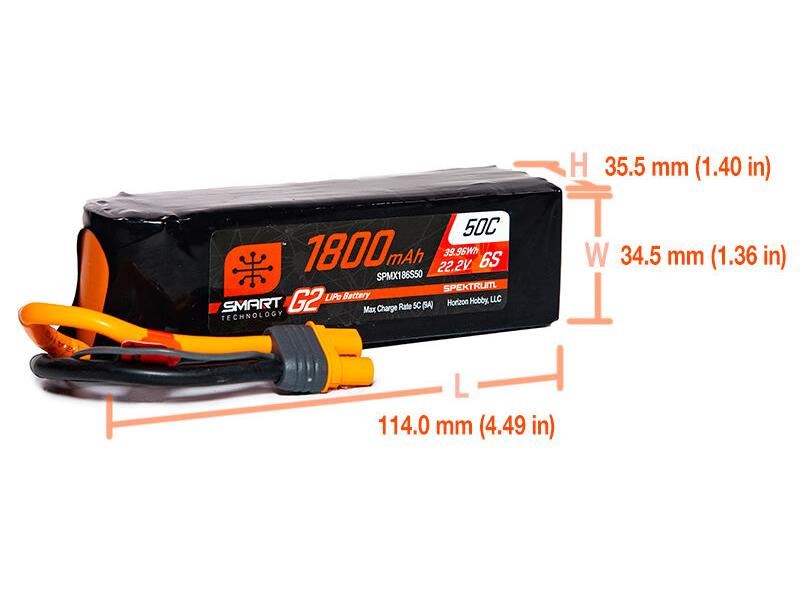 Spektrum 1800mAh 6S 22.2V SMART G2 50C IC3 -