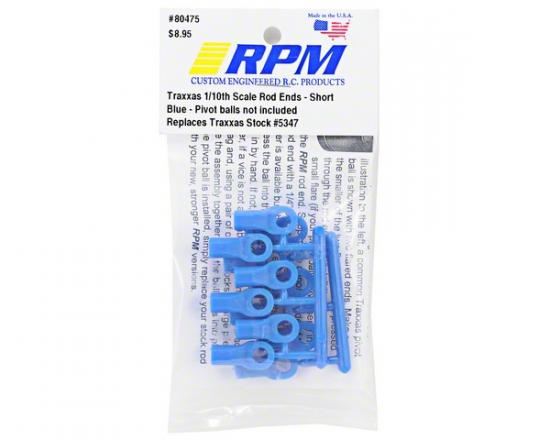 RPM TRAXXAS SHORT ROD ENDS - BLUE (12)