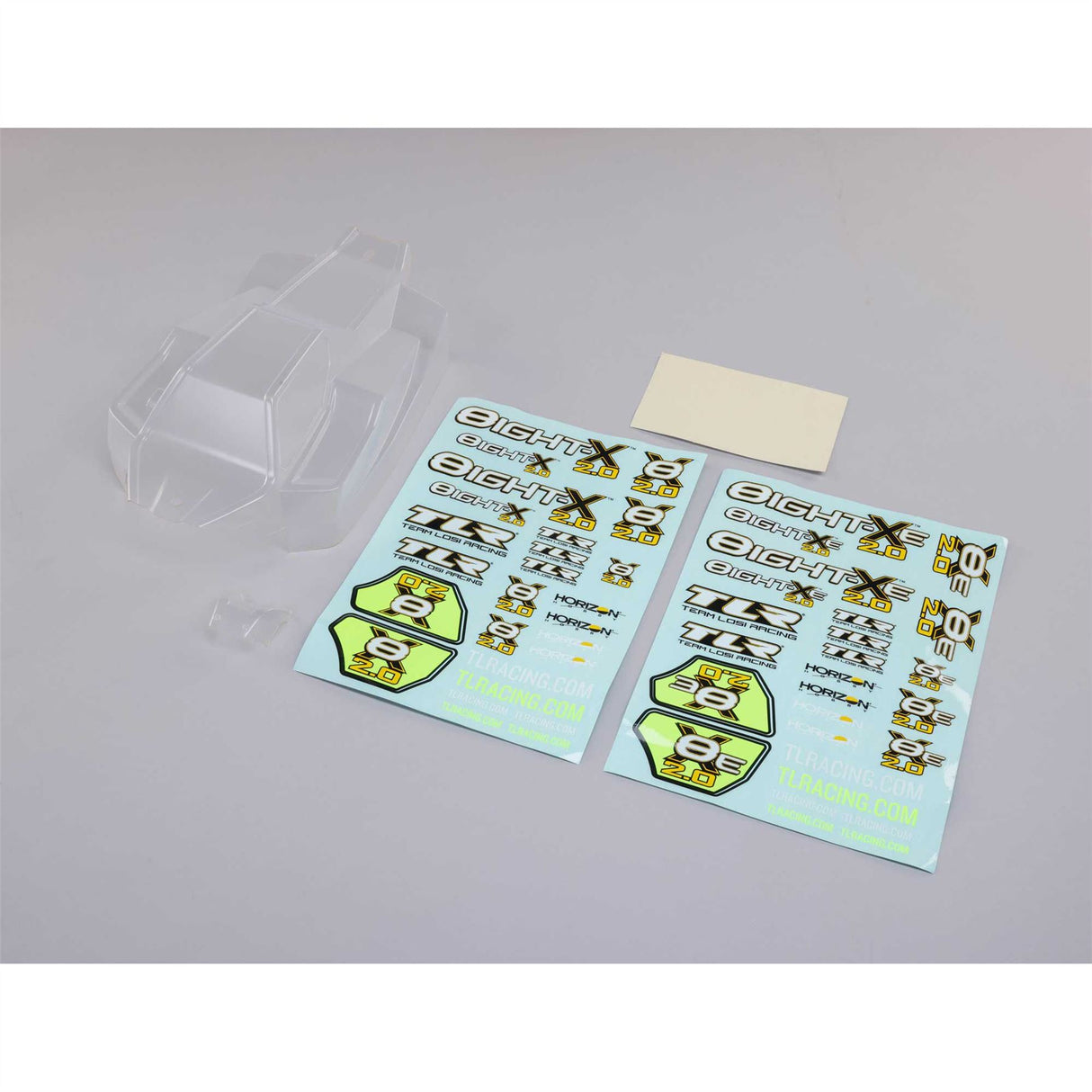 TLR Body Set with Decals, Clear: 8X, 8XE 2.0