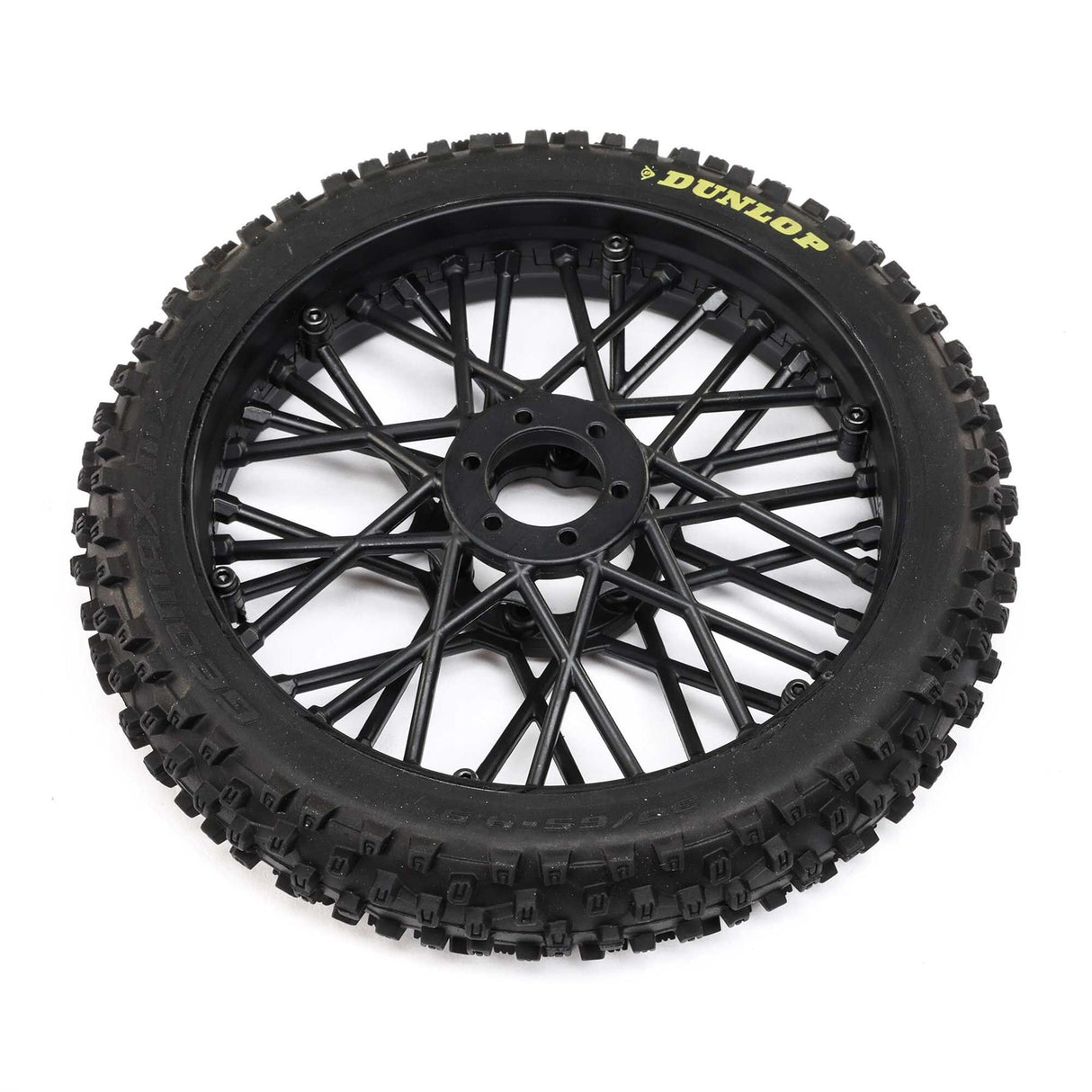 Losi Dunlop MX53 Front Tire Mounted, Black: Promoto-MX