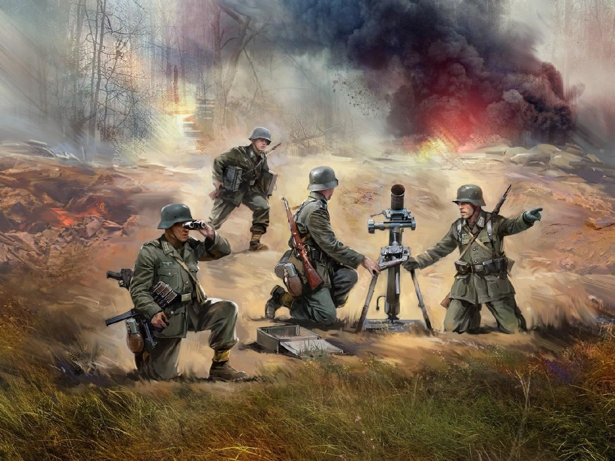 Icm Ww2 German Mortar Grw 34 With Crew (Mortar & 4 Figures)