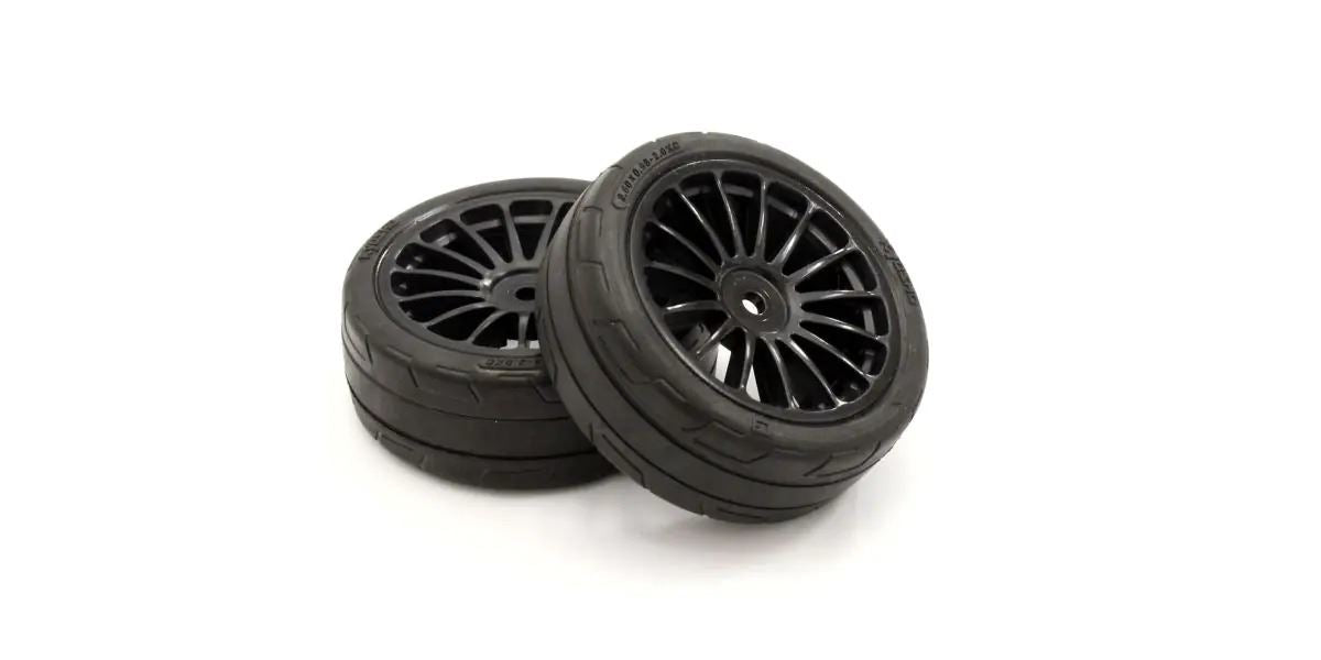 Kyosho 1:10 Fazer Fz02 Pre-Glued 15 Spokes Black Medium Tyres (2)