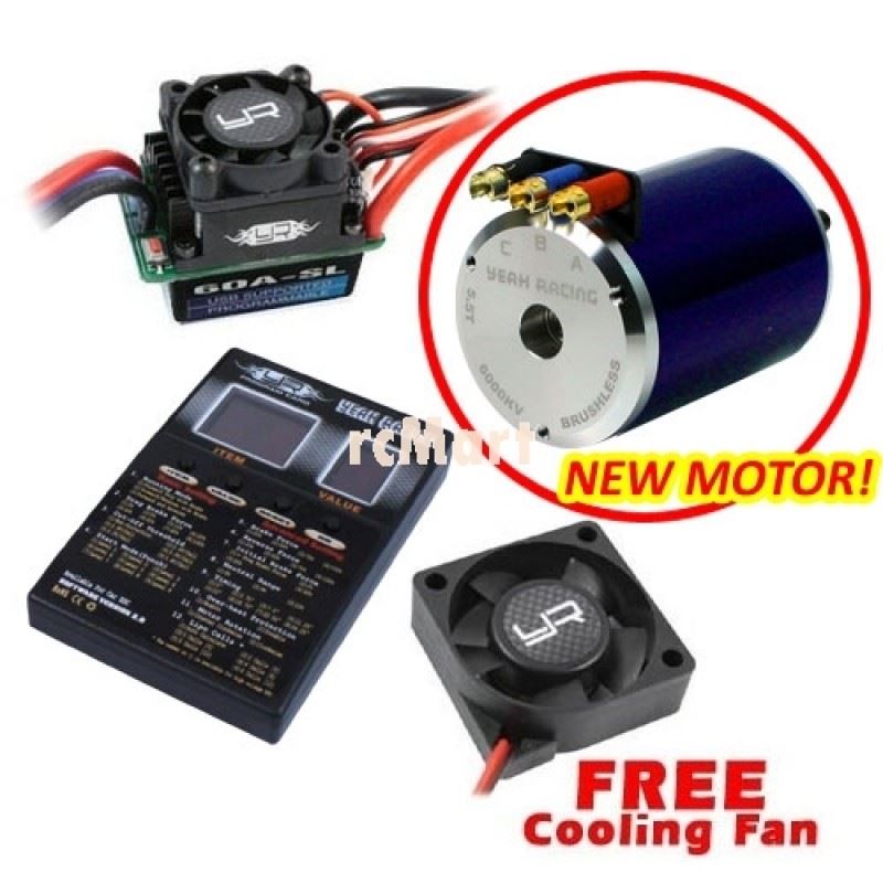 Yeah Racing Falsonic Competition Brushless Esc (Version 2)& Motor (Bu) Set + Free Tornado Cooling Fa