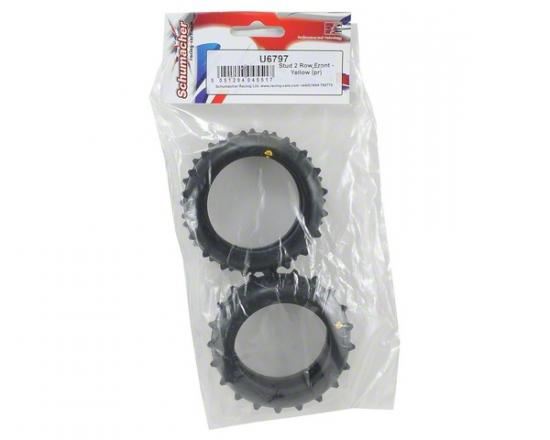 Schumacher Stud 2 Row - 2WD Front Buggy Tyres - Yellow - 1 Pair