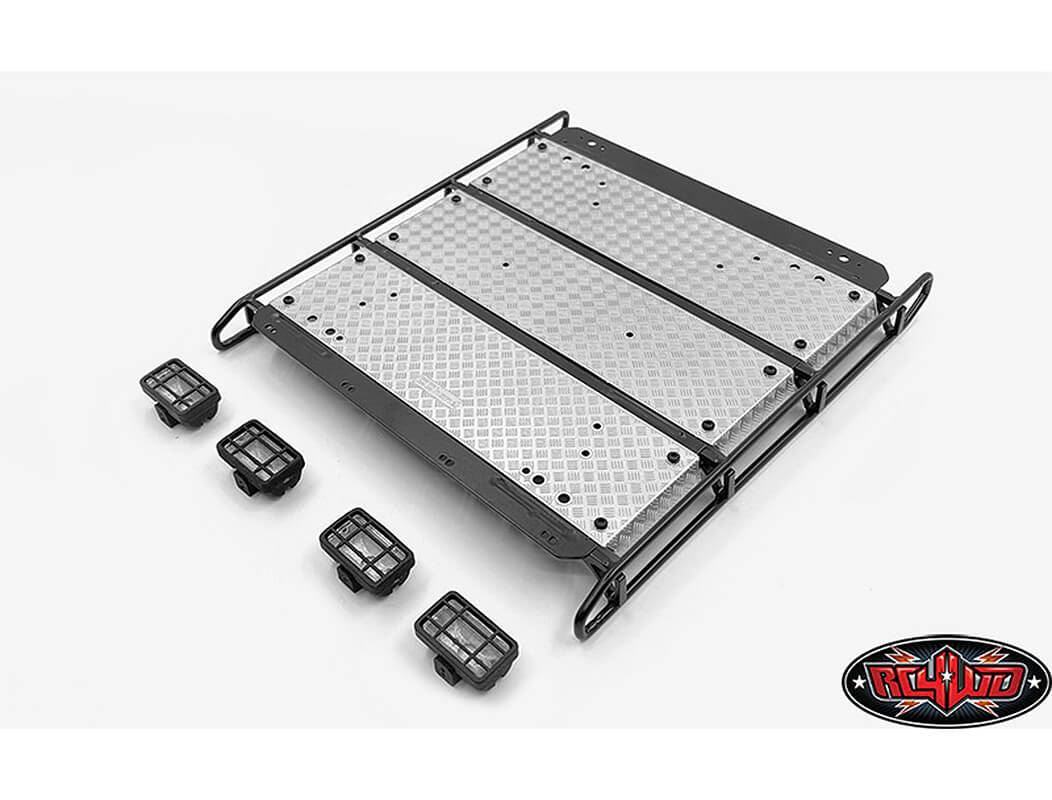 RC4WD COMMAND ROOF RACK W/DIAMOND PLATE & 4X SQUARE LIGHTS TRAXXAS MERCEDES-BENZ G63 AMG 6X6(B)