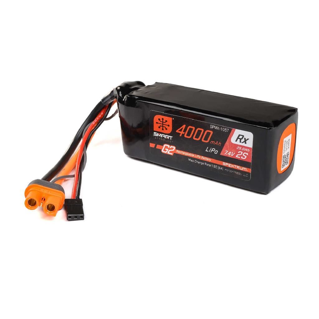 Spektrum 7.4V 4000Mah 2S 15C Smart G2 Receiver Lipo Battery: Ic3
