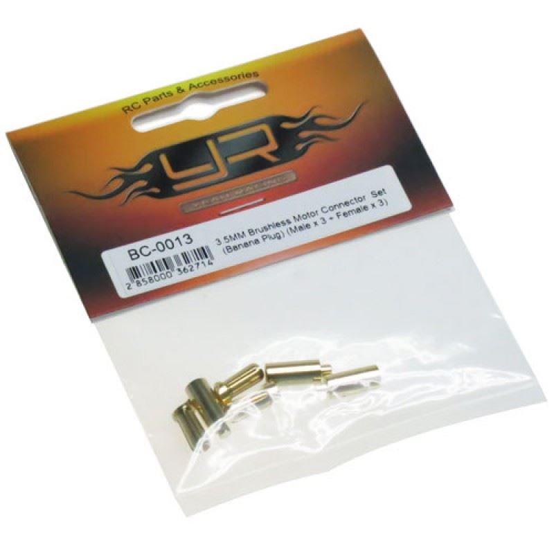 Yeah Racing 3.5MM Brushless Motor Connector Set (Banana Plug) (Male x 3 + Female x 3)
