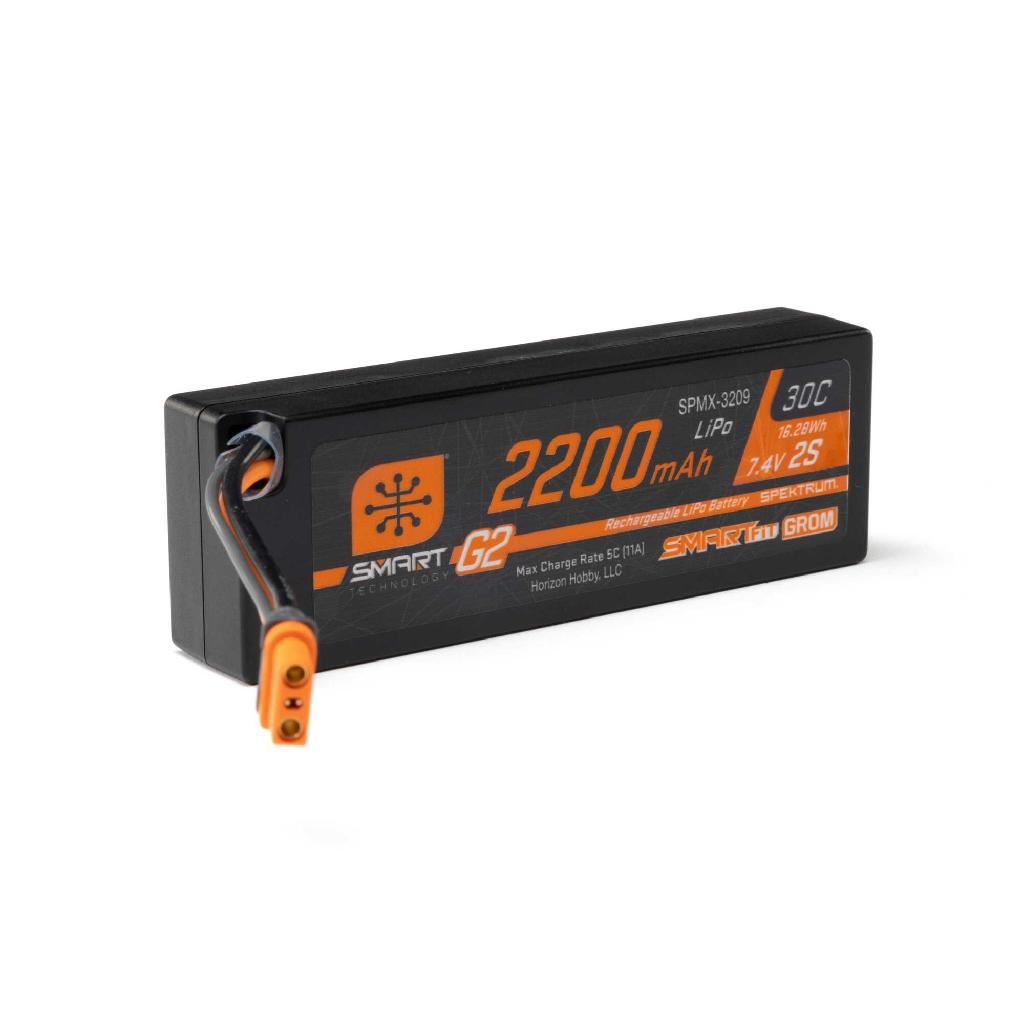 Spektrum 7.4V 2200Mah 2S 30C Smart G2 Lipo Battery: Ic2 Smartfit Case