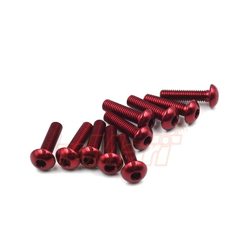 Yeah Racing Aluminum 7075 3x12mm Hex Socket Button Head Screws 10pcs Red