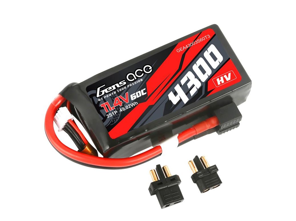 Gens Ace Li-Po 3S 11.4V HV 4300mAh 60C with EC3/XT60/T-Type