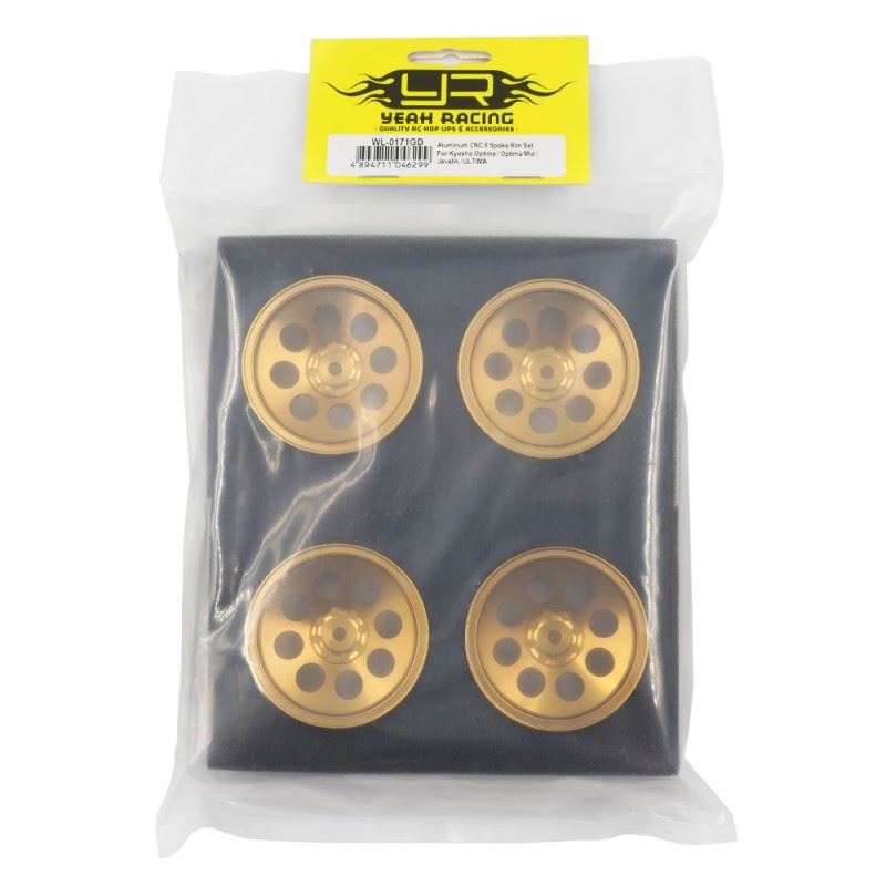 Yeah Racing Aluminum CNC 8 Spoke Rim Set For Kyosho Optima / Optima Mid / Javelin / ULTIMA