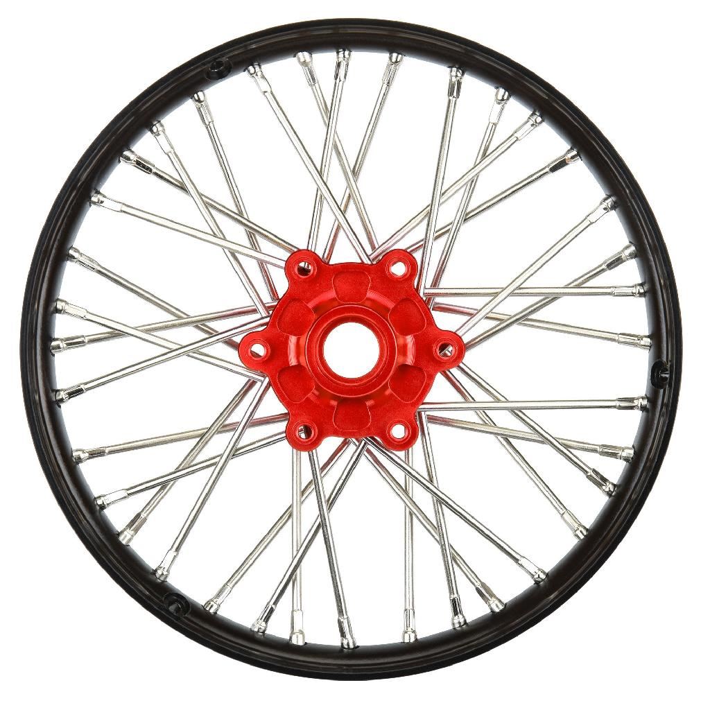 Pro 1/4 Pro-Spec Aluminum V2 Bead Front Wheel Black/Red (1): Pro