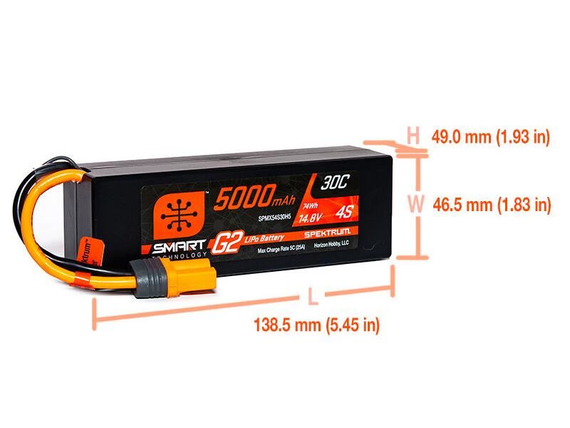 Spektrum 5000mAh 4S 14.8V SMART G2 30C IC5 -