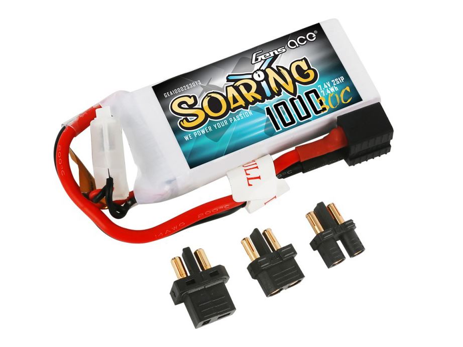 Gens Ace Li-Po 2S 7.4V 1000mAh 30C Soaring with EC3/XT60/T-Type