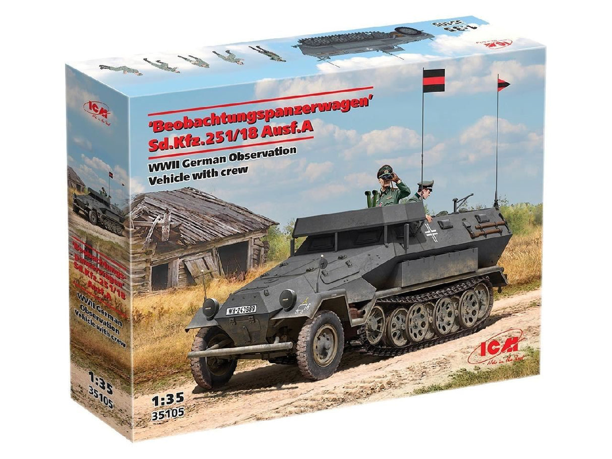Icm Beobachtungspanzerwagen Sd.Kfz.251/18 Ausf.A, Wwii German Observation Vehicle With 4 Crew Figures