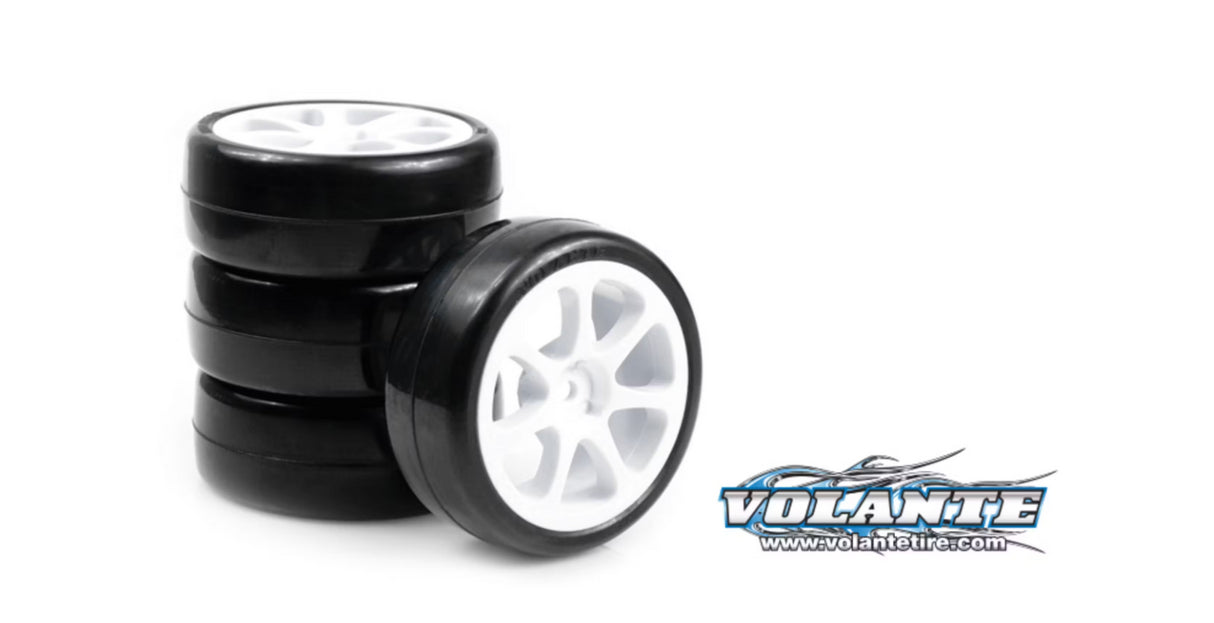 VOLANTE 1/10 TC V9XE 36R Rubber Tyre Pre-glued 4pcs [Seven Spoke Wheel]