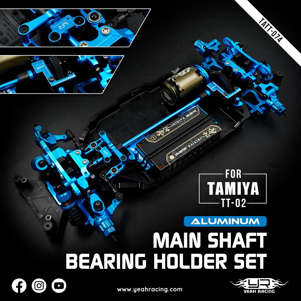 Yeah Racing Aluminum Main Shaft Bearing Holder Set for Tamiya TT02 Series