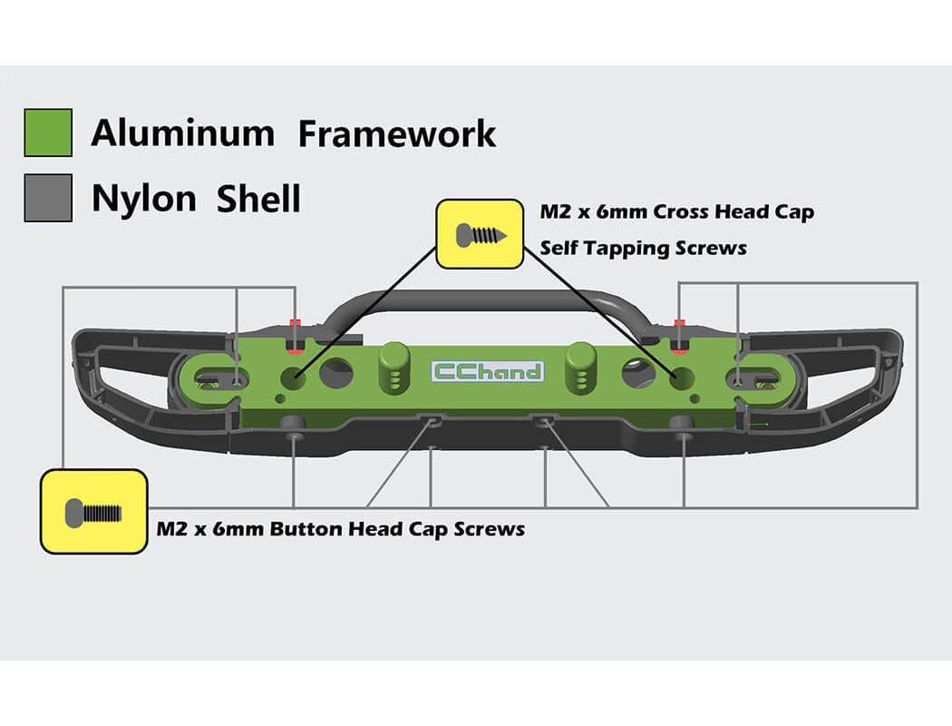 RC4WD OEM WIDE FRONT WINCH BUMPER W/ STEERING GUARD FOR AXIAL 1/10 SCX10 III JEEP (GLADIATOR/WRANGLE