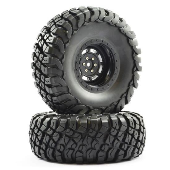 FTX MAULER 2.2" ALL TERRAIN TYRES PRE-GLUED ON BLACK WHEELS