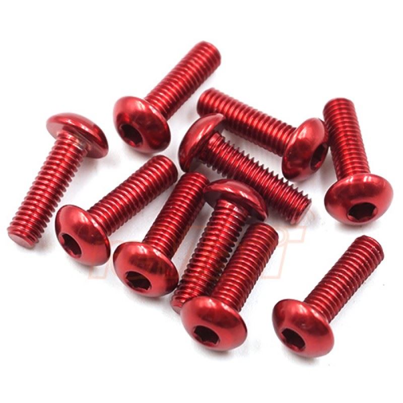 Yeah Racing Aluminum 7075 3x10mm Hex Socket Button Head Screws 10pcs Red