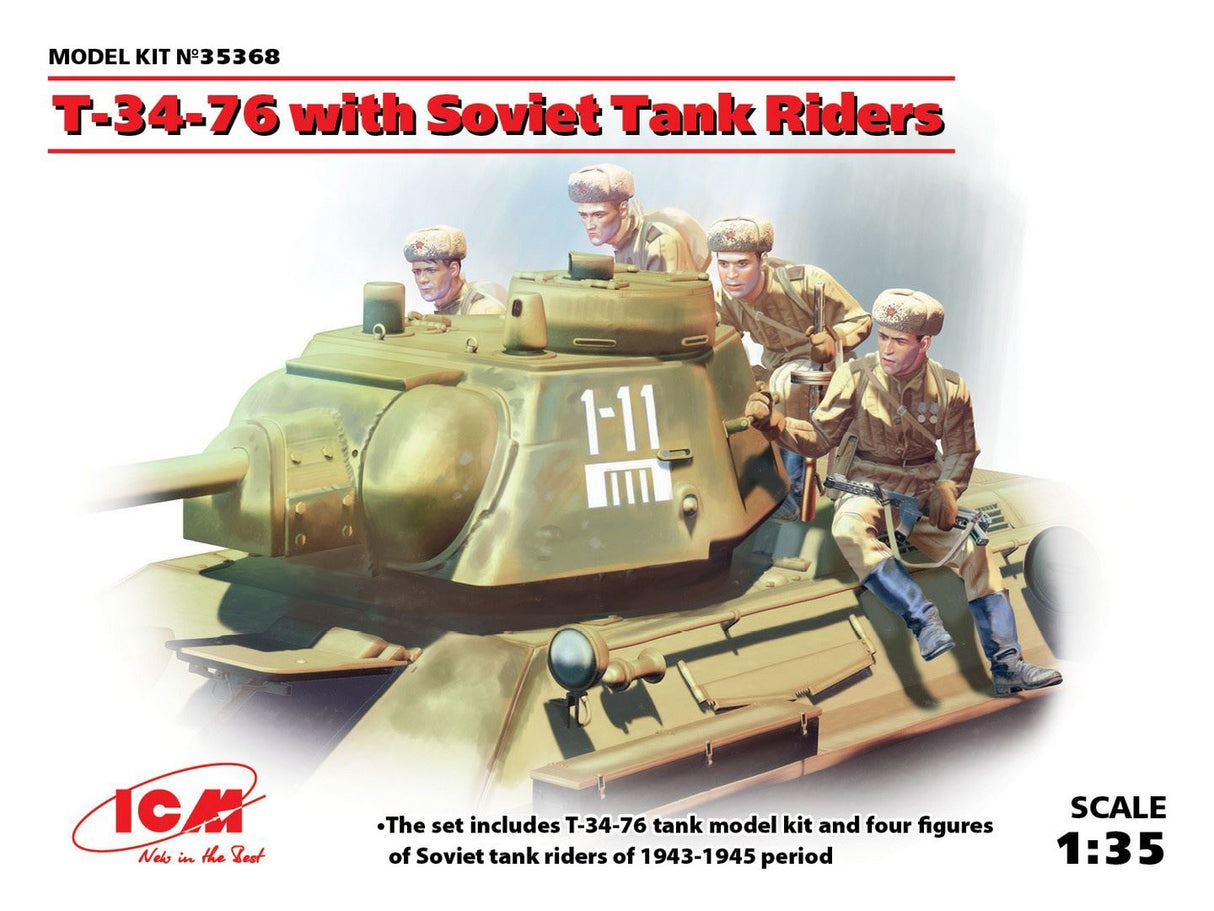 Icm T-34-76 With 4 Soviet Tank Rider Figures