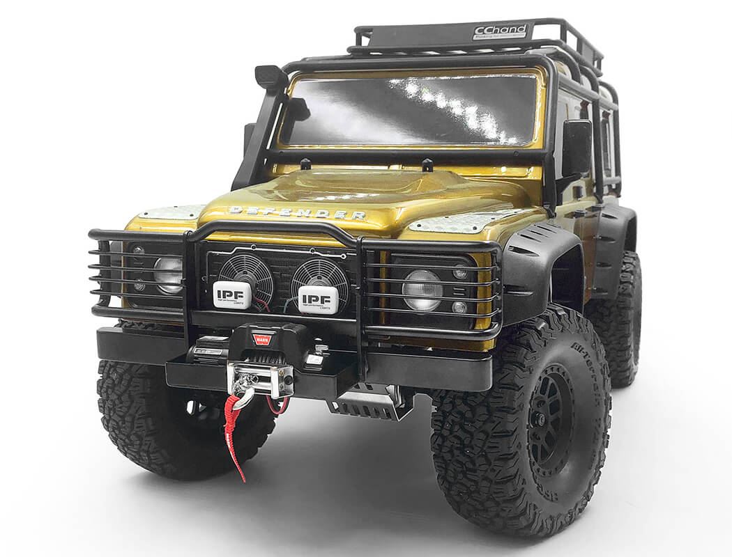 RC4WD CAMEL BUMPER W/ WINCH MOUNT & IPF LIGHTS FOR TRAXXAS TRX-4 LAND ROVER DEFENDER