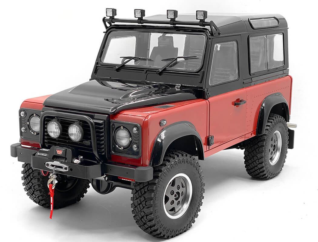 RC4WD STEEL PUSH BAR FRONT BUMPER W/ CLEAR FLOOD LIGHTS FOR RC4WD GELANDE II 2015 LAND ROVER DEFENDE