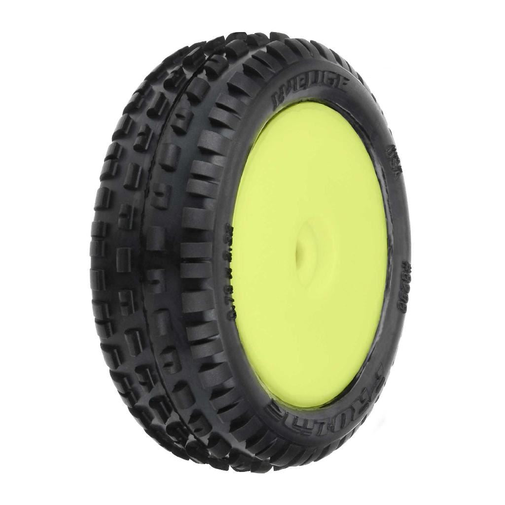 Proline 1/18 Wedge Front Carpet Mini-B Tires Mounted 8mm Yellow Whee