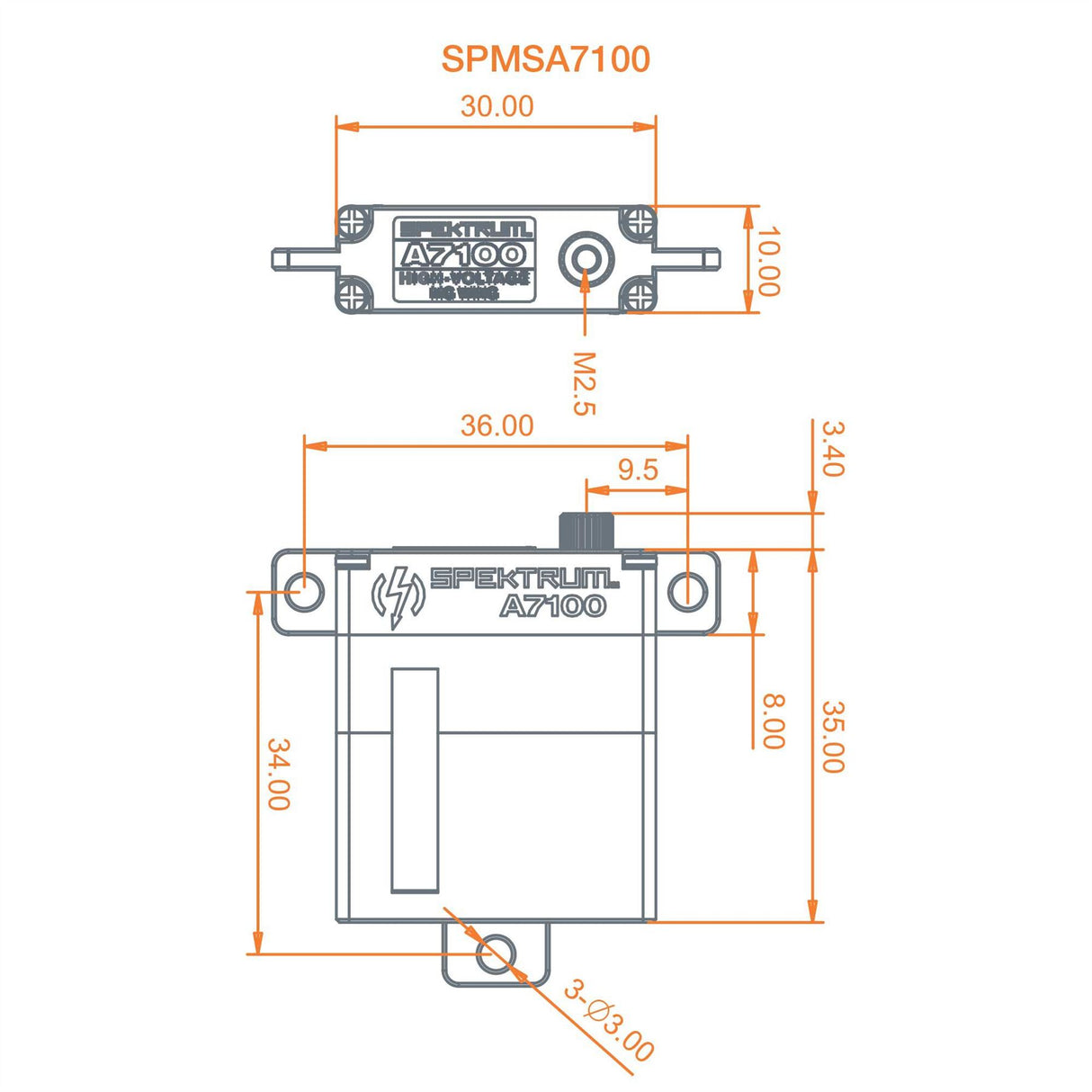 Spektrum A7100 MT/MS Metal Gear HV Wing Servo