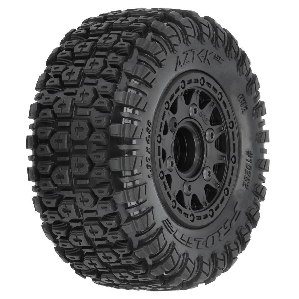Pro 1/10 Aztek M2 F/R 2.2In/3.0In Sc Mtd 12Mm & 14Mm Black Raid Wh