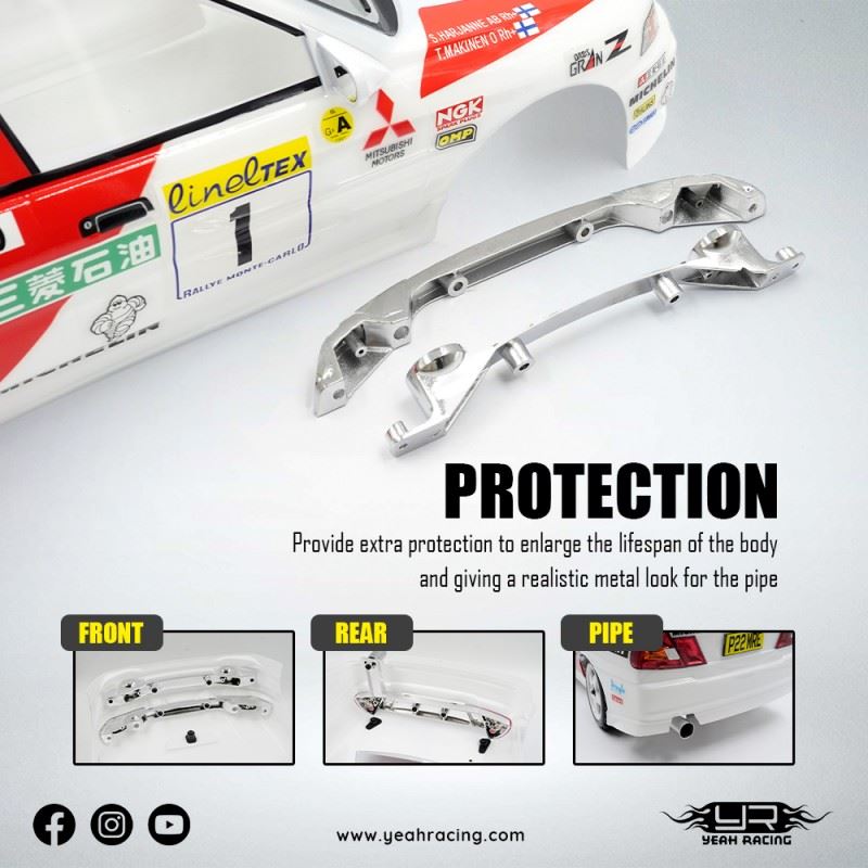 Yeah Racing 1/10 Mitubishi Lancer Evo Iv Rally Catalunya 1997 #1 Pre-Painted Pre-Cut Body W/Rims Set