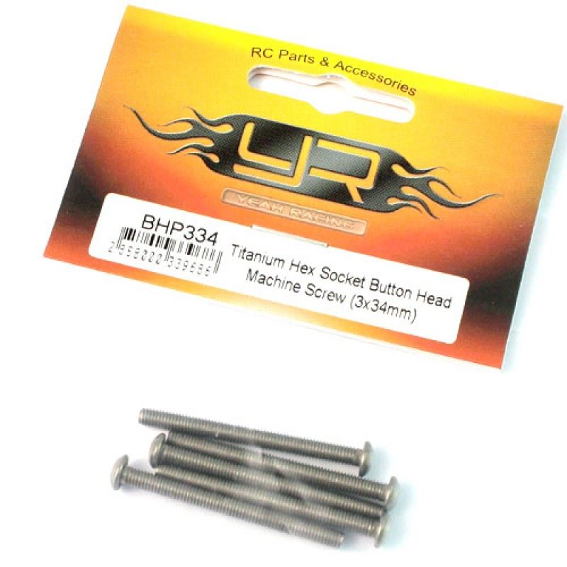 Yeah Racing Titanium Hex Socket Button Head Screws M3 x 34mm 5pcs