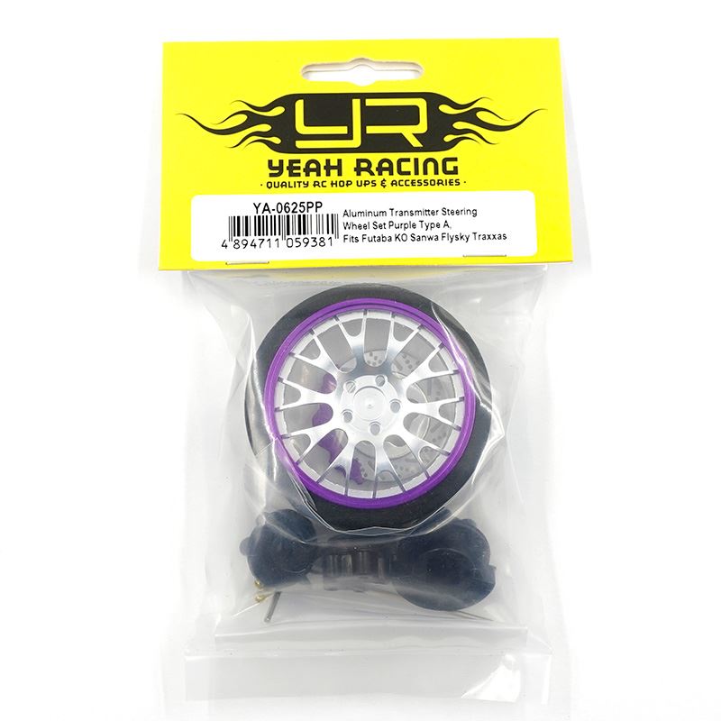 Yeah Racing Aluminum Transmitter Steering Wheel Set Purple Type A Fits Futaba Ko Sanwa Flysky Traxxas